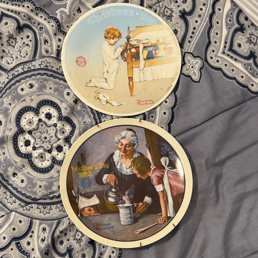 Norman Rockwell collector plates from the Edwin M. Knowles China Company.